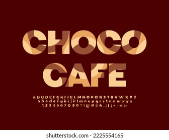 Vector advertising Banner Choco Cafe. unique Bright Font. Artistic Alphabet Letters, Numbers and Symbols.