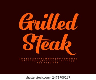 Anuncio de publicidad de Vector a la parrilla. Fuente brillante de moda. Conjunto de letras y números cursivos con estilo