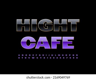 Vector advertising banner Night Cafe. Elegant modern Font. Chic Alphabet Letters and Numbers set
