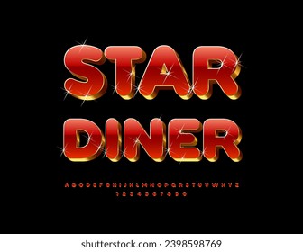 Cartel publicitario de vectores Star Diner. Fuente Premium de moda. Letras y números de alfabeto 3D de élite
