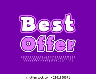 Mejor oferta de publicidad de vectores Emblem. Fuente brillante moderna. Conjunto de letras y números de alfabeto artístico