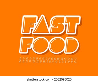 Vector advertising Emblem Fast Food. Modern bright Font. Artistic Alphabet Letters and Numbers