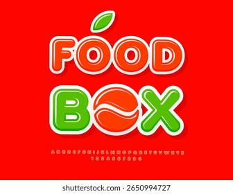 Caixa de alimentação de emblema de publicidade de vetor. Fonte vermelha brilhante. Estilo abstrato Letras alfabéticas e números definidos.