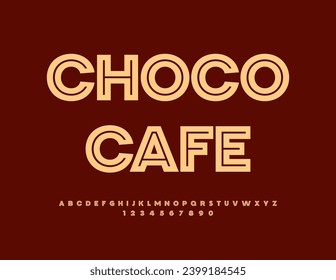 Vector advertising flyer Choco Cafe. Modern artistic Font. Stylish Alphabet Letters Numbers and Symbols set.