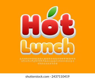 Vector advertising flyer Hot Lunch. Creative Yellow Font. 3D Alphabet Letters and Numbers set