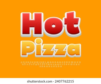 Vector advertising flyer Hot Pizza. Creative Yellow Font. Trendy set of Alphabet Letters and Numbers.