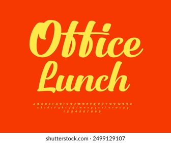 Vector advertising flyer Office Lunch. Modern Stylish Font. Calligraphic Alphabet Letters and Numbers set.