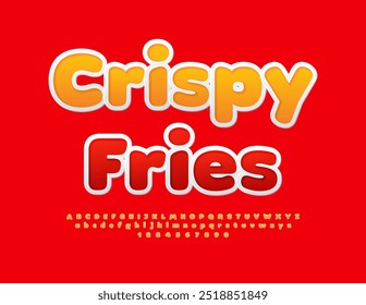 Rótulo publicitário de vetor Crispy Fries. Fonte clara criativa. Conjunto de letras e números do alfabeto moderno.