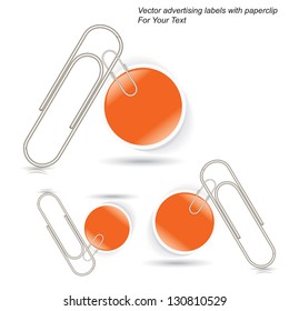 Vector advertising labels with paperclip
