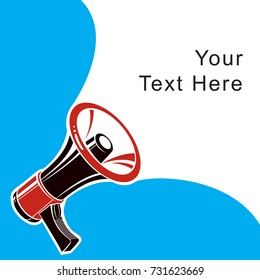 Vector advertising leaflet card created with loudspeaker equipment, your text here. Propaganda as political agitation.