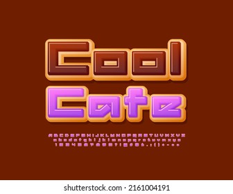 Vector advertising logo Cool Cafe.  Delicious Donut style  Font. Modern Alphabet Letters and Numbers set.