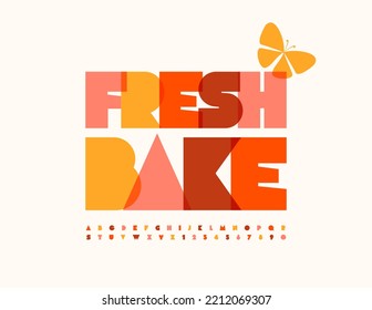 Logotipo de publicidad de vectores Fresh Bake. Fuente de color de agua con estilo. Letras y números de alfabeto creativos