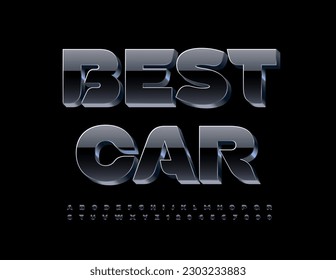 Cartel publicitario del vector Mejor Coche. Tipo de letra 3D negro premium. Letras, números y símbolos alfabéticos modernos.