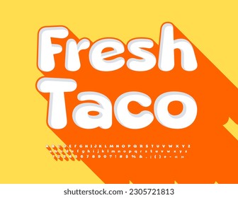 Vector advertising poster Fresh Cafe. Artistic Font with Big Shadow. Creative 3D Alphabet Letters, Numbers and Symbols