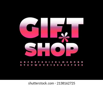 Tienda de regalos de póster de publicidad de vectores con flor elegante. Moderna Y Moderna Fuente. Letras y números alfabéticos artísticos