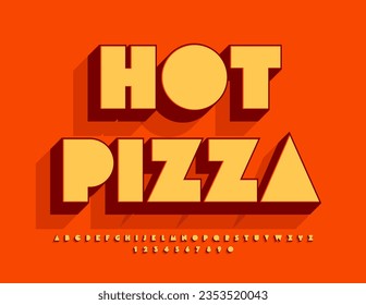 Vector advertising Poster Hot Pizza. Big trendy Font. Creative set of Alphabet Letters and Numbers