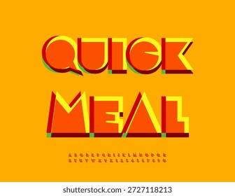 Cartel publicitario de Vector Comida rápida. Fuente geométrica grande colorida. Conjunto de letras y números de alfabeto brillante digital.