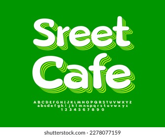 Vector Werbeplakat Street Cafe. Moderne kreative Schriftart. Bright Alphabet Letters, Numbers and Symbols set