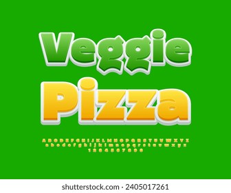 Vektor Werbeplakat Veggie Pizza. Moderne 3D Schriftart. Alphabetbriefe, Zahlen und Symbole