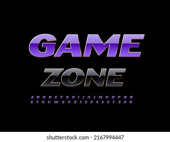 Vector advertising Sign Game Zone. Chic modern Font. Artistic Alphabet Letters and Numbers set