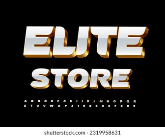 Vector advertising Signboard Elite Store. Luxury 3D Font. Premium Alphabet Letters and Numbers set