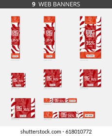 Vector advertising web banners with big sale and with pattern pepper chili in origami style