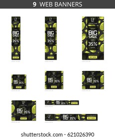 Vector advertising web banners with big sale and with pattern Chinese cabbage