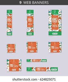 Vector advertising web banners with big sale and with pattern wild tourism 