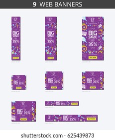 Vector advertising web banners with big sale and with pattern women's accessories