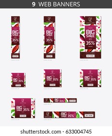 Vector advertising web banners with cacao and flowers