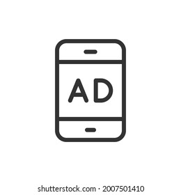Vector advertisment line icon. Symbol in trendy outline style. Vector illustration isolated on a white background.