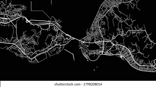 Vector aerial city road map of Ha Long, Vietnam