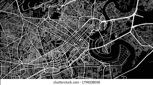 Vector aerial city road map of Ho Chi Minh, Vietnam