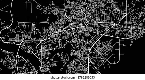 Hoja de ruta de la ciudad aérea vectorial de Bien Hoa, Vietnam
