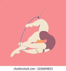 Vector aerialist. Flat picture. Beautiful gymnasts. 