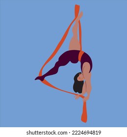 Vector aerialist. Flat picture. Beautiful gymnasts. 