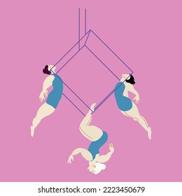 Vector aerialists. Circus character. Aerialists artust