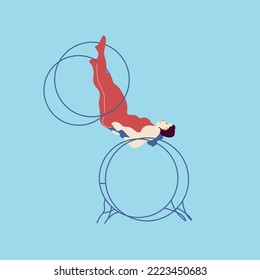 Vector aerialists. Circus character. Aerialists artust