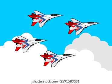 vector aerobatic team jet fighter aircraft air show in the sky