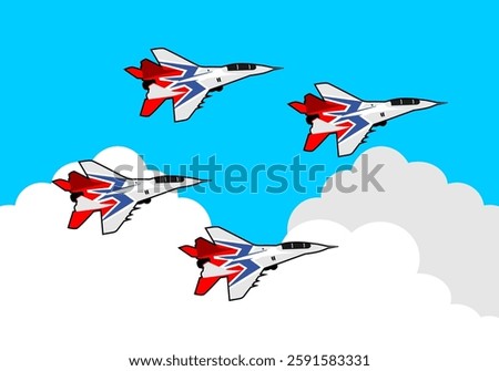 vector aerobatic team jet fighter aircraft air show in the sky