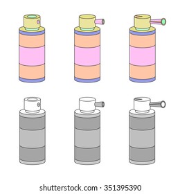 Vector aerosol set - spray collection isolated on white background