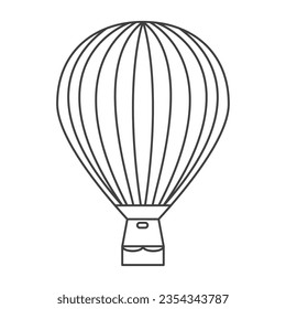 Icono de línea aeroestatal vectorial, icono de línea de globo aerostático Transporte de globo aerostático con cabina y canasta, transporte aéreo antiguo, icono de vuelo de avión. globo de aire caliente e icono de ilustración de globo vectorial