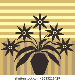 Vector aesthetic natural flat flower vase ornament for decoration, wall hangings, wrapping paper, textiles
