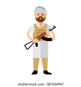 Ejército vectorial de Afganistán. Dibujo de caricaturas de color plano.