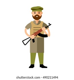 Vector Afghanistan army. Flat style colorful Cartoon illustration.
