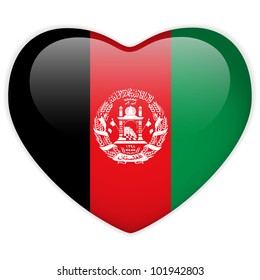 Vector - Afghanistan Flag Heart Glossy Button