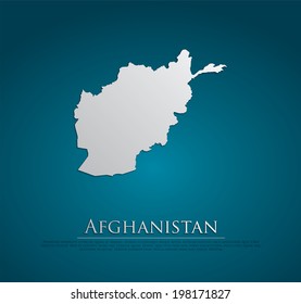 vector Afghanistan Map card paper on blue background, high detailed