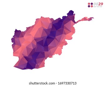 Vector de Afganistán cartografía colorido polígono triángulo rojo mosaico con fondo blanco. degradado de estilo.