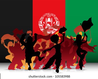 Vector - Afghanistan Sport Fan Crowd with Flag