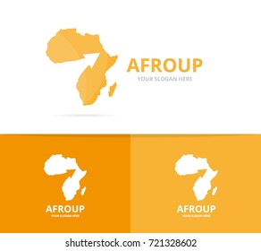 Vector africa and arrow up logo combination. Safari and growth symbol or icon. Unique geography, continent and upload logotype design template.